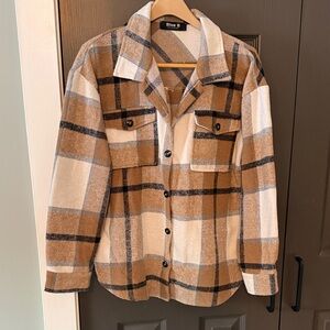Plaid Shacket - Brown and Cream